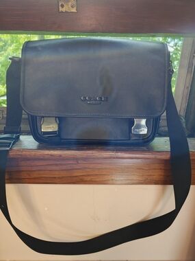 COACH Black Leather Messenger Bag